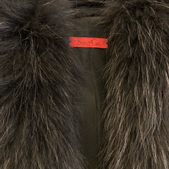 Saint Gil Genuine Rabbit Fur Trimmed Leather Vest - Picture 3 of 6